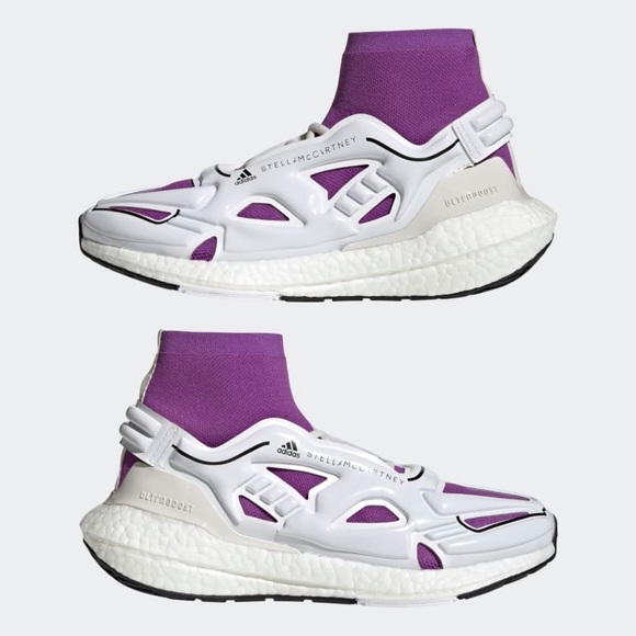 NIB Adidas by Stella McCartney Women’s Ultraboost 22 Running Shoes White/Purple - Picture 1 of 10